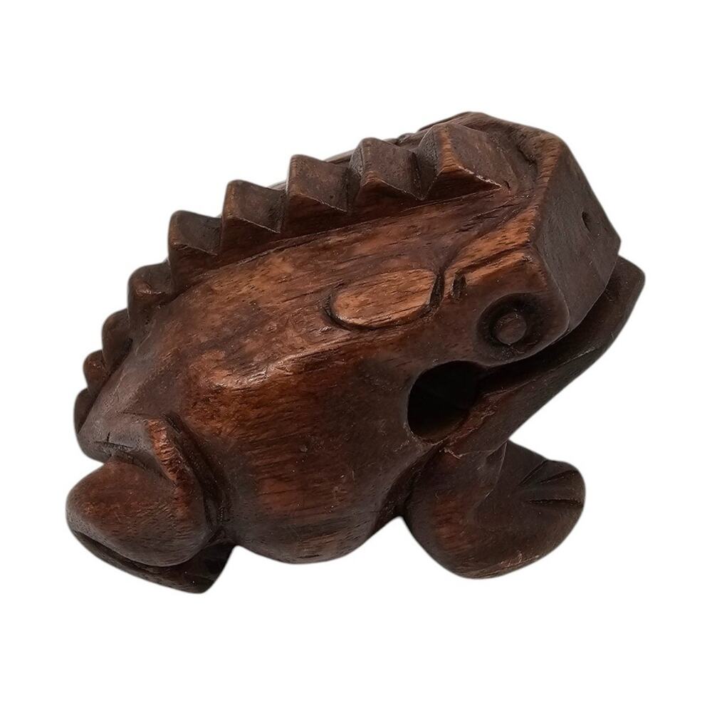 Wooden Frog Guiro Rasp Percussion Musical Instrument Carved Croaking Frog